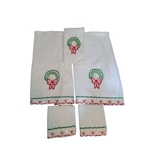 Cannon R.A. Briggs 5 Christmas Bathroom Towel Set Satin Edge